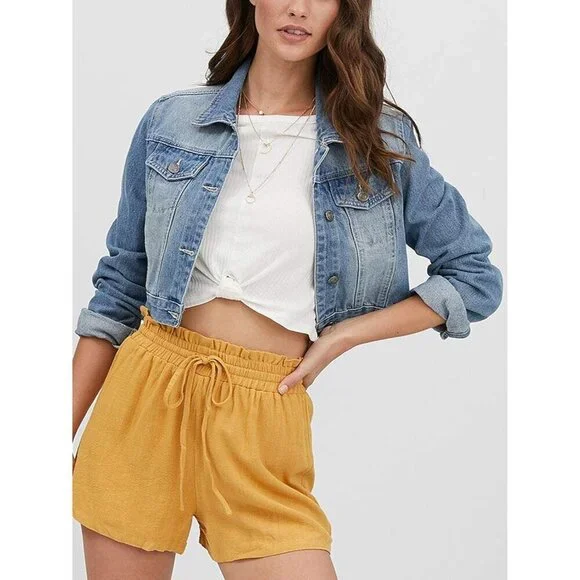 Brand New Women's Acid Blue Washed Cotton Fitted Cropped Denim Jacket Casual - Picture 2 of 7